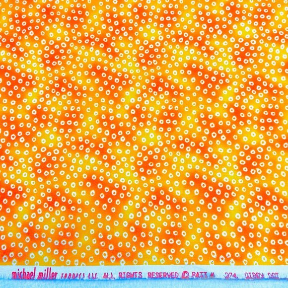 Michael Miller Cotton "Giddy Dot" Fabric in Shades of Orange/Yellow  1 yard - Picture 4 of 4